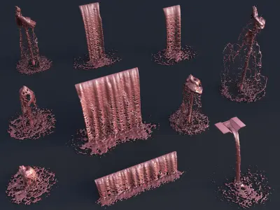 Animated water elements 3D model