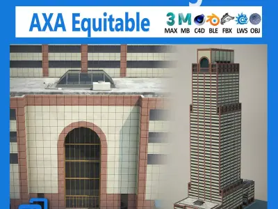 NYC Building AXA Equitable Center Low-poly 3D model