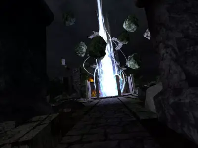 The Ruin entrance to cave with light Low-poly 3D model