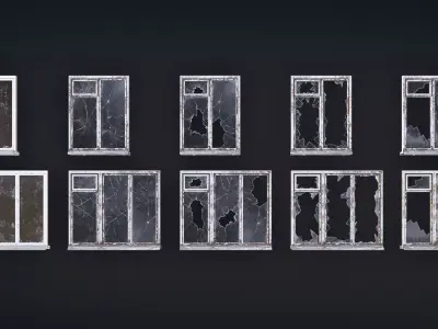 Post-Apocalyptic Broken Windows - Modular Barricade Pack Low-poly 3D model