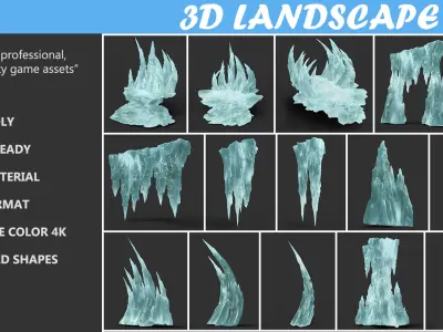 Low poly Sharp Ice Column Low-poly 3D model