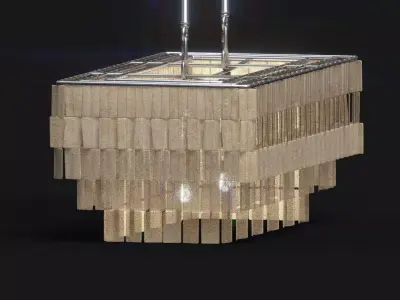 Rectangular Fringe Chandelier Low-poly 3D model