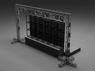 Event Stage with LED Screen 6x3m -  Modular Truss Stage Design 3D model