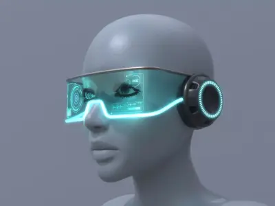 Military sci-fi headset glasses 3D model