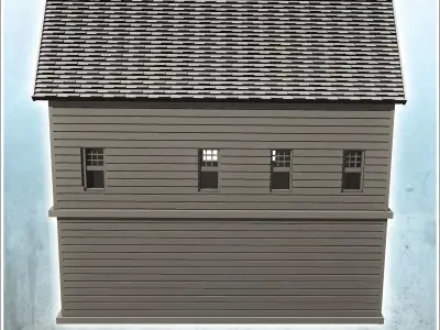 Modern panelled house with large awning and tile roof 7 - Modern 3D print model