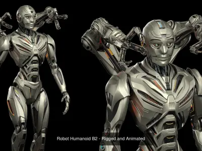 Futuristic Sci Fi Robots - Rigged 3D Model Pack