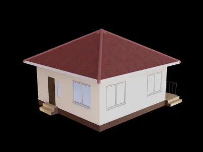 Modern SubUrban House  Low-poly 3D model