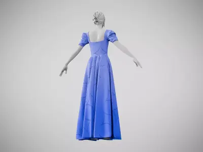 Dress 07 Very Light Blue With Design Low-poly 3D model