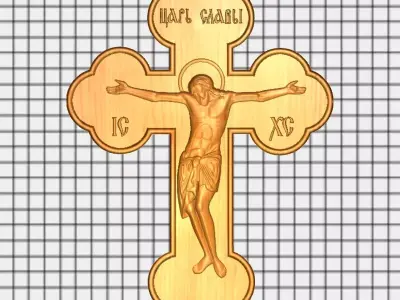 Crucifixion Orthodox Serbian Cross Jesus Christ 3D Relief CNC 3D model