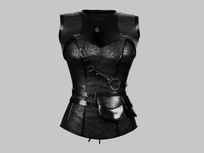 Corset Black Low-poly 3D model