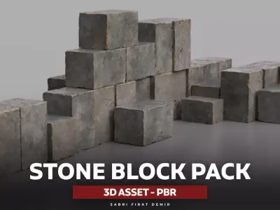 Rock Block Pack   Low-poly 3D model