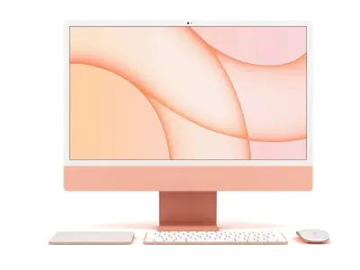 Apple iMac 24 inch 2021 Orange Low-poly 3D model