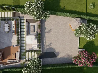 3D Exterior Scene 3D model design garden and landscape 3D model 3D model