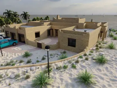 Beach Casa Scene-villa-modern house 3D model 2