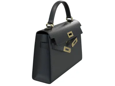 Hermes Kelly Bag Black Leather Low-poly 3D model