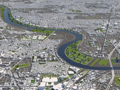 Tokyo Japan 50x50km 3D City Map 3D model