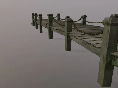 wooden pier  Low-poly 3D model