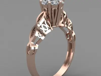 Rose Gold Women Diamond Ring 3D print model 3D print model 26