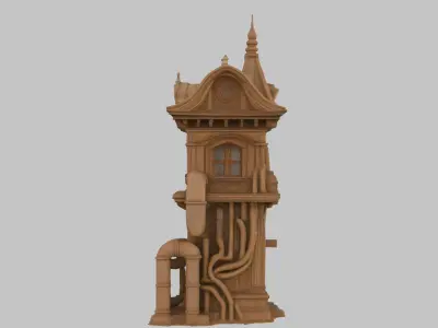 Steampunk Tower 3D Model Low-poly 3D model