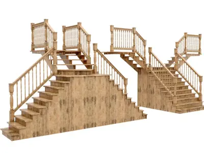 Wood Stair 3D model