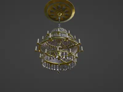 Big Candle Chandelier 3D model