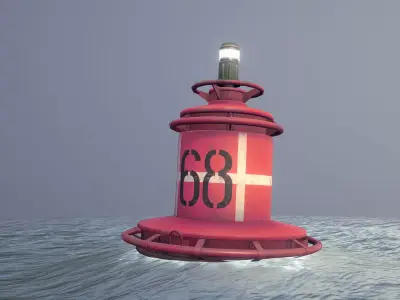 Buoy River RB-4-02 Right Danger Mark Low-poly 3D model