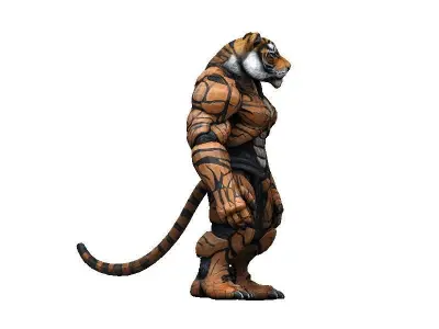 Tiger Cyborg Low-poly 3D model