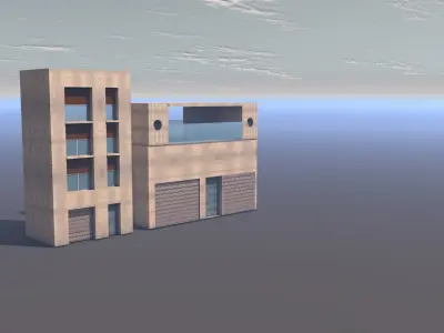 buildings concrete building in sky 3D model