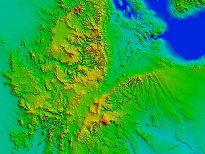 Custom 3d terrain topo model of any place in the world Low-poly 3D model