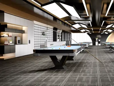 Modern Billiards Hall with Pool Tables Low-poly 3D model