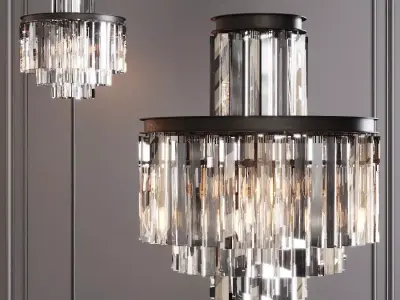 RH 1920S ODEON CLEAR GLASS FLOOR LAMP 4-TIER Black 3D model