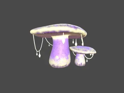 Fantasy Mushroom C08 Purple Yellow - Scene Backdrop Design Low-poly 3D model