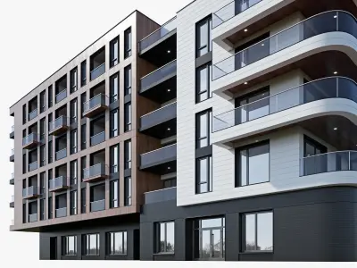 Modern residential building 16 3D model