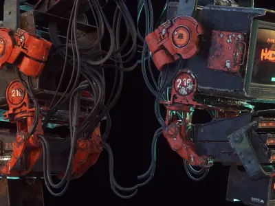  2 Cyberpunk Monitors-C4D-Octane-Redshift 