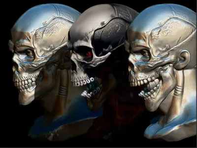 Iron Head Demon High poly Low-poly 3D model
