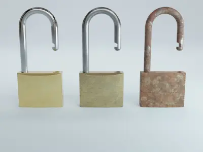 Padlock two metal padlocks 3D model