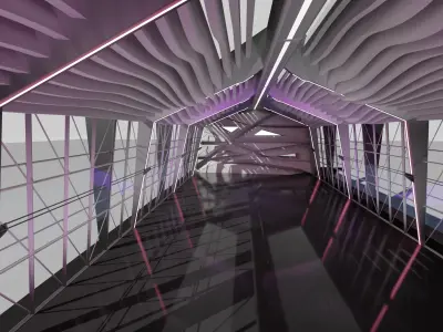 Sci Fi Exhibition Abstract Concept hall inteiror clear 3D model 3D model