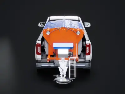  Snow Plow Pickup Truck 3D Model - Winter Service Utility Vehicle with Spreader 