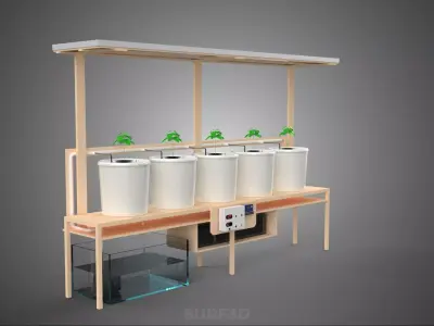 IOT SOLAR ENERGY HYDROPONIC PLANT BUCKET POT GARDEN CULTIVATION 3D model