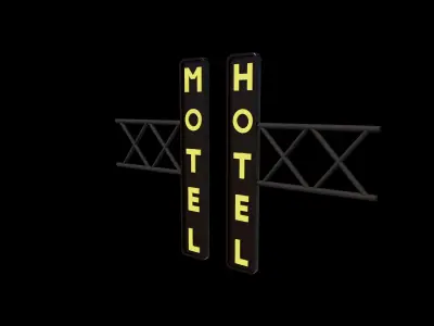 hotel motel neon sign 3D model