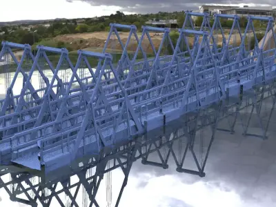 Bridge Big 3 lanes over water  3D model