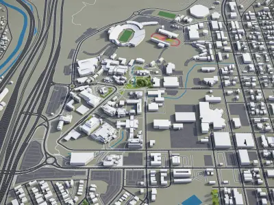 El Paso Ciudad Juarez Low-poly 3D model