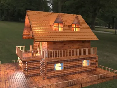 Cabin 3d model log 3D model