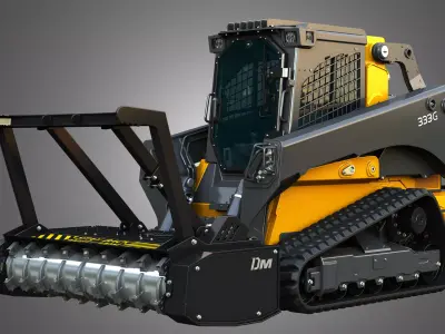 333G Compact Track Loader with Forestry Package - Drum Mulcher 3D model