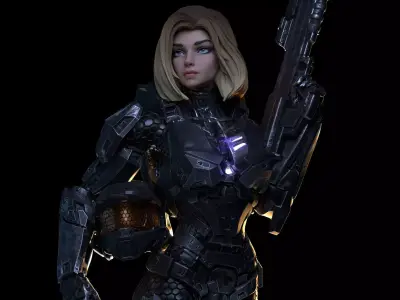 Female Halo Spartan Armored 3D print model