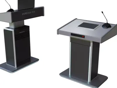 Modern Digital Lectern Set - Minimalist Conference Podium 3D model