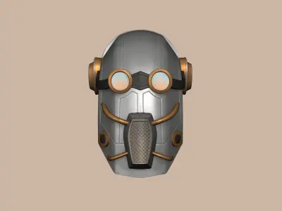 Steampunk Iron Mask - SciFi Character Design Low-poly 3D model