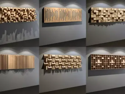 Six Acoustic Wall Panels for Recording Studio Treatment 3D Model Pack