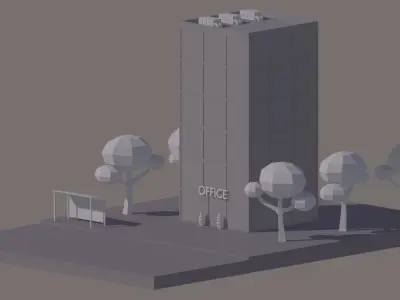 Low Poly Skyscraper Highrise Office Building Low-poly 3D model