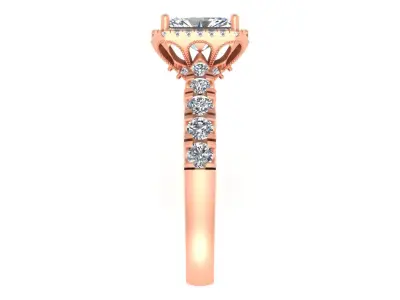 Radiant-Cut Halo Diamond Engagement Ring  3D print model